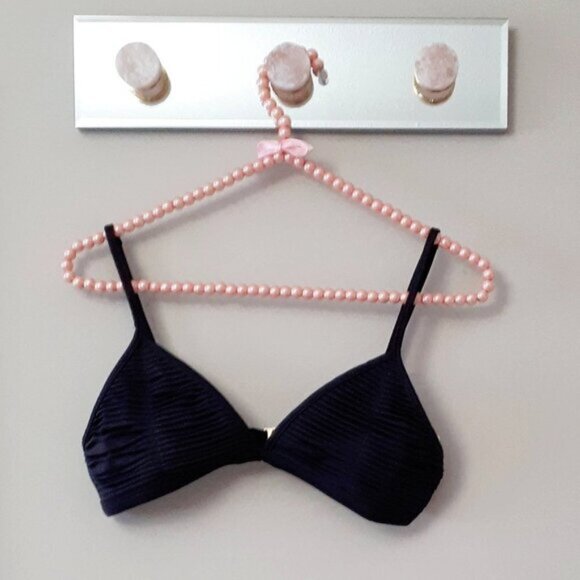 NWT Saha Swimwear black front binding triangle bikini top & bottom set - Picture 7 of 12